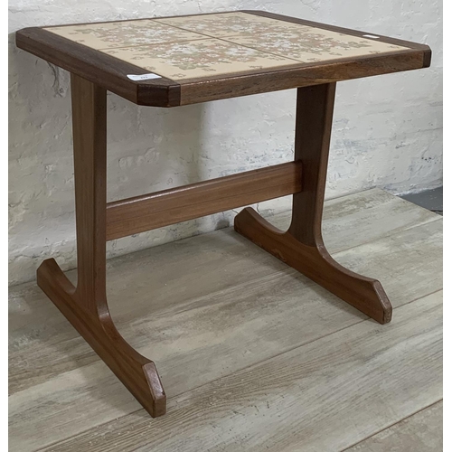 163 - A mid 20th century teak and ceramic tile top side table - approx. 45cm high x 49cm wide x 44cm deep