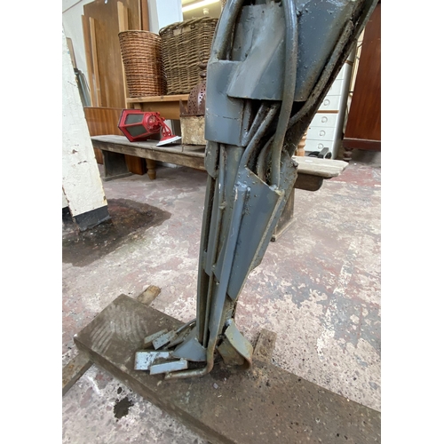 112A - A Neil Wood metal nude male sculpture - approx. 210cm high x 144cm wide x 95cm deep