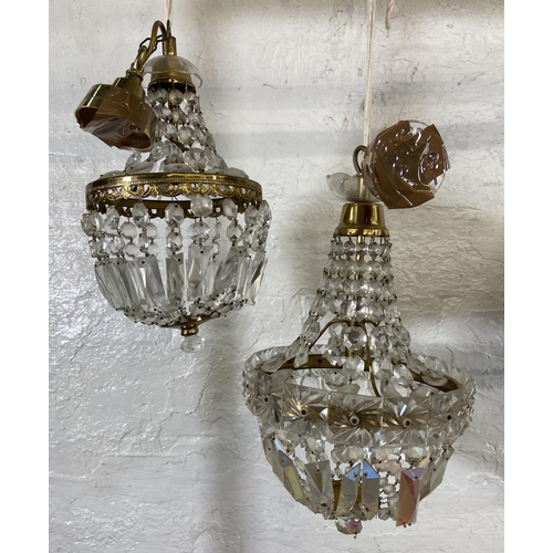 116 - Two French Empire style gilt metal and crystal chandeliers - largest approx. 40cm high