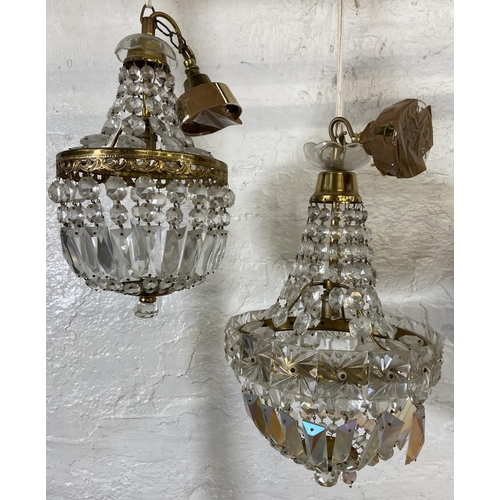 116 - Two French Empire style gilt metal and crystal chandeliers - largest approx. 40cm high