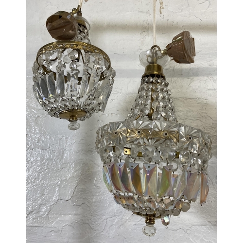 116 - Two French Empire style gilt metal and crystal chandeliers - largest approx. 40cm high