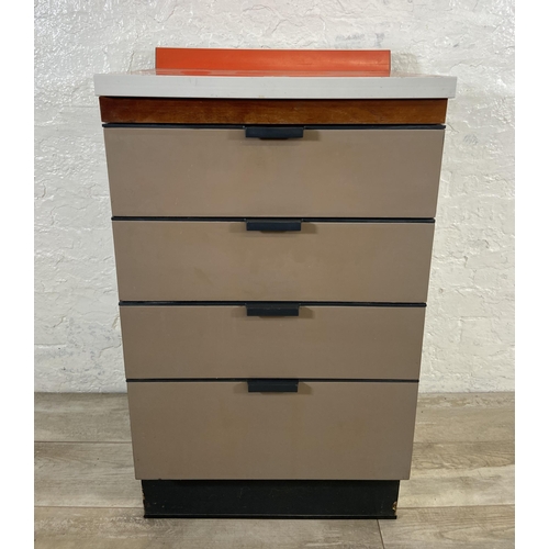 120 - A mid 20th century Hygena red and grey melamine chest of drawers - approx. 91cm high x 53cm wide x 4... 