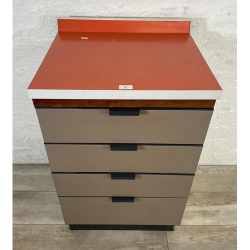 120 - A mid 20th century Hygena red and grey melamine chest of drawers - approx. 91cm high x 53cm wide x 4... 