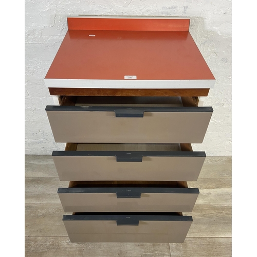 120 - A mid 20th century Hygena red and grey melamine chest of drawers - approx. 91cm high x 53cm wide x 4... 