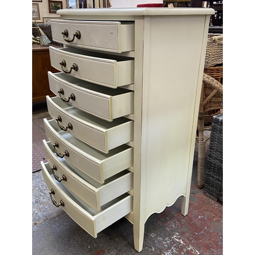 123 - A French style white painted chest of drawers - approx. 109cm high x 68cm wide x 43cm deep