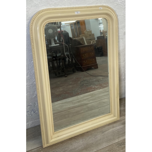 124 - A French style white painted framed wall mirror - approx. 97cm high x 67cm wide