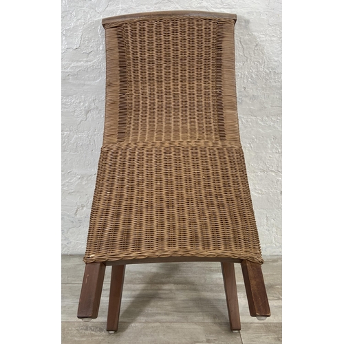 137 - Seven wicker and hardwood dining chairs