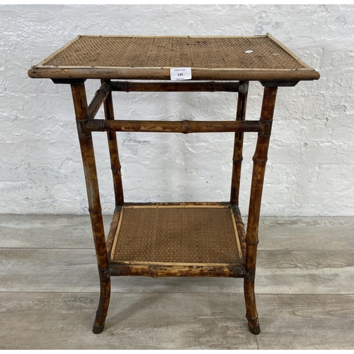 144 - A Victorian bamboo two tier side table - approx. 74cm high x 53cm wide x 37cm deep