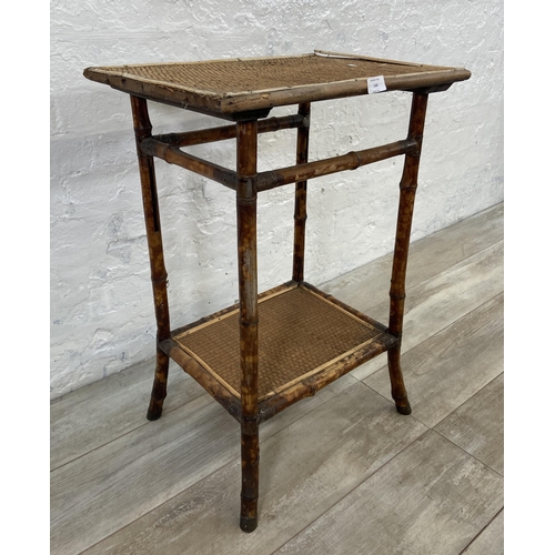 144 - A Victorian bamboo two tier side table - approx. 74cm high x 53cm wide x 37cm deep