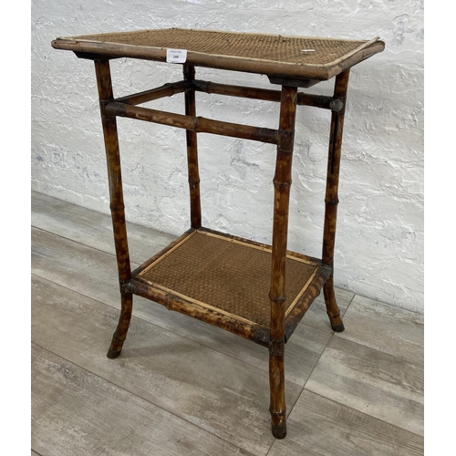 144 - A Victorian bamboo two tier side table - approx. 74cm high x 53cm wide x 37cm deep