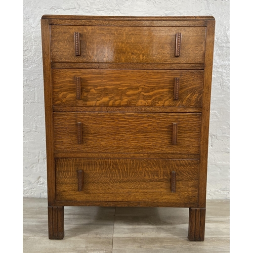 145 - An Art Deco oak chest of drawers - approx. 10cm high x 70cm wide x 43cm deep