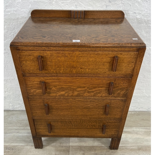 145 - An Art Deco oak chest of drawers - approx. 10cm high x 70cm wide x 43cm deep