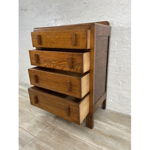 145 - An Art Deco oak chest of drawers - approx. 10cm high x 70cm wide x 43cm deep