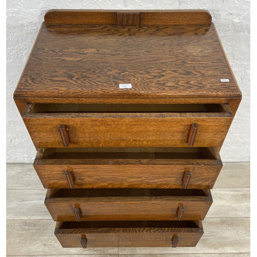 145 - An Art Deco oak chest of drawers - approx. 10cm high x 70cm wide x 43cm deep