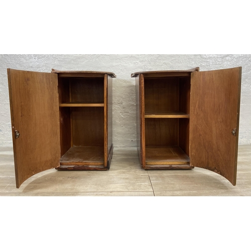 146 - A pair of Art Deco style walnut bedside cabinets - approx. 71cm high x41cm wide x 47cm deep