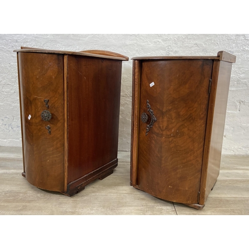 146 - A pair of Art Deco style walnut bedside cabinets - approx. 71cm high x41cm wide x 47cm deep