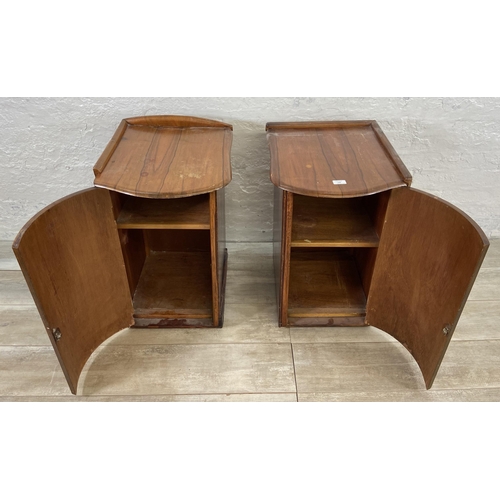 146 - A pair of Art Deco style walnut bedside cabinets - approx. 71cm high x41cm wide x 47cm deep