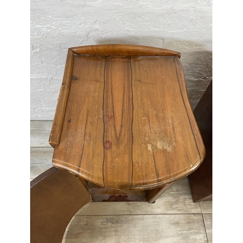 146 - A pair of Art Deco style walnut bedside cabinets - approx. 71cm high x41cm wide x 47cm deep