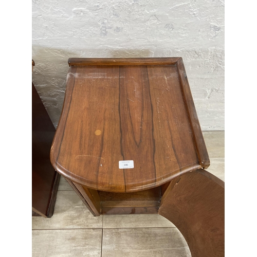 146 - A pair of Art Deco style walnut bedside cabinets - approx. 71cm high x41cm wide x 47cm deep