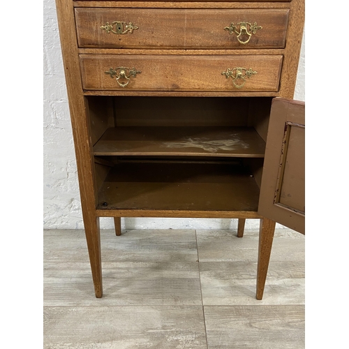 153 - An Edwardian mahogany four drawer music cabinet - approx. 110cm high x 55cm wide x 38cm deep