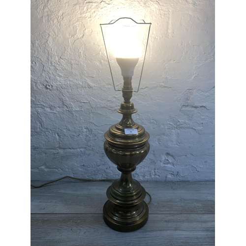 28 - A Victorian style brass table lamp - approx. 46cm high