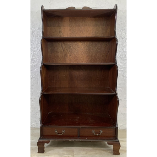 33 - A Georgian style mahogany five tier waterfall bookcase - approx. 152cm high x 80cm wide x 49cm deep