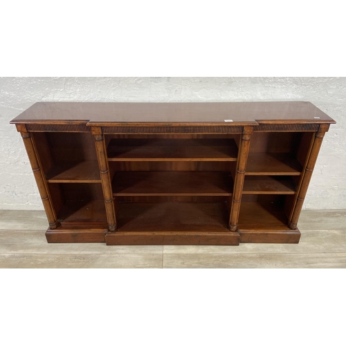 35 - A Georgian style mahogany breakfront three section open bookcase - approx. 84cm high x 158cm wide x ... 