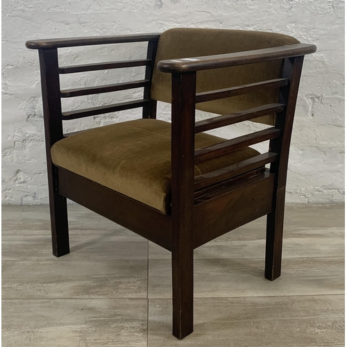 4 - An Art Deco Utico beech and fabric upholstered height adjustable music chair - approx. 65cm high x 5... 