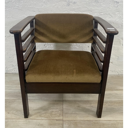 4 - An Art Deco Utico beech and fabric upholstered height adjustable music chair - approx. 65cm high x 5... 