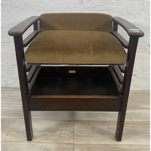 4 - An Art Deco Utico beech and fabric upholstered height adjustable music chair - approx. 65cm high x 5... 