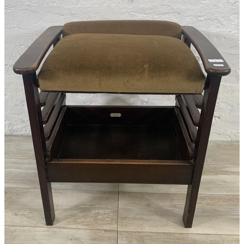 4 - An Art Deco Utico beech and fabric upholstered height adjustable music chair - approx. 65cm high x 5... 