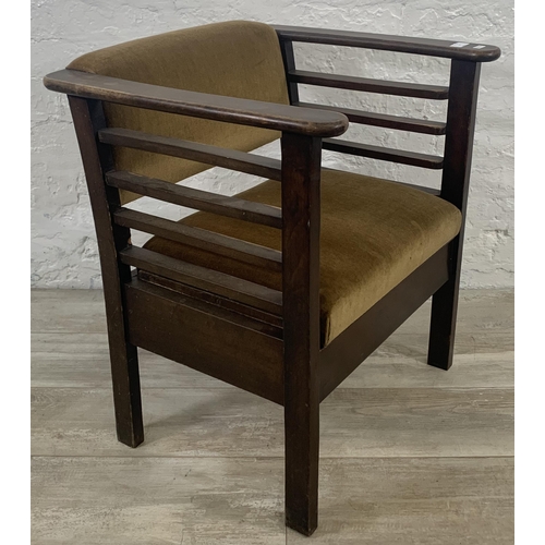 4 - An Art Deco Utico beech and fabric upholstered height adjustable music chair - approx. 65cm high x 5... 