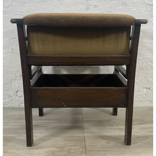 4 - An Art Deco Utico beech and fabric upholstered height adjustable music chair - approx. 65cm high x 5... 