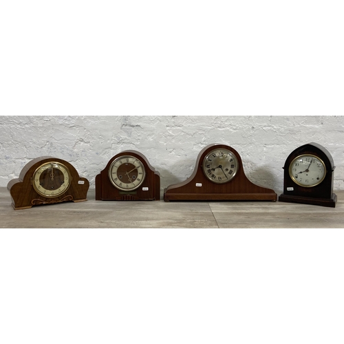 42 - Four mantel clocks to include Seth Thomas mahogany cased arch top - approx. 26cm high etc.