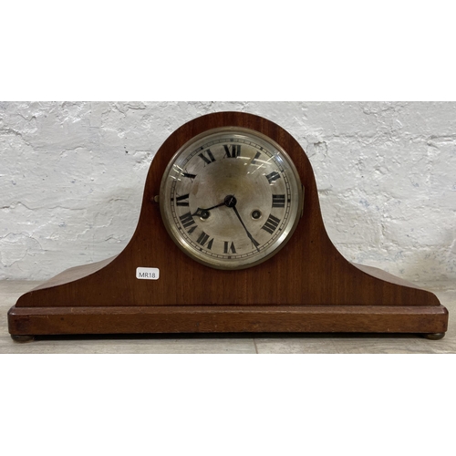 42 - Four mantel clocks to include Seth Thomas mahogany cased arch top - approx. 26cm high etc.