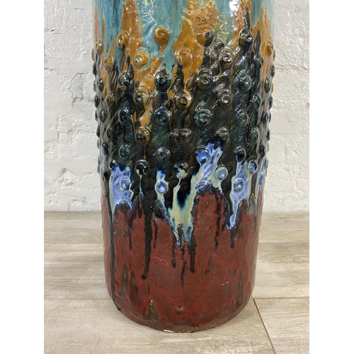 58 - A large drip glazed ceramic floor vase - approx. 97cm high