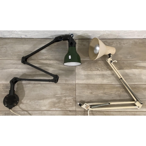 63 - Two mid 20th century articulated desk lamps, one Mek-Elek London and one Emmedi