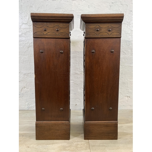 8 - A pair of carved mahogany jardinière stands/columns - approx. 83cm high x 27cm wide x 26cm deep