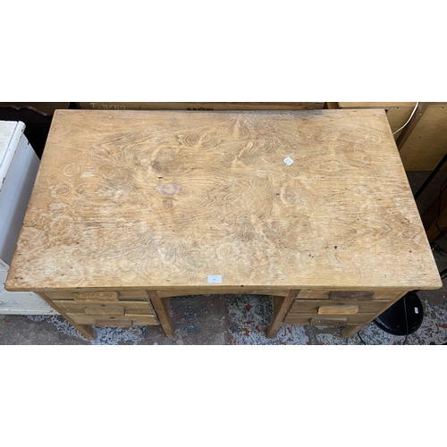 88 - A mid 20th century beech pedestal office desk - approx. 78cm high x 120cm wide x 69cm deep