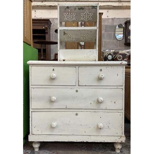 90 - Two pieces of furniture, one Victorian white painted chest of drawers - approx. 85cm high x 89cm wid... 