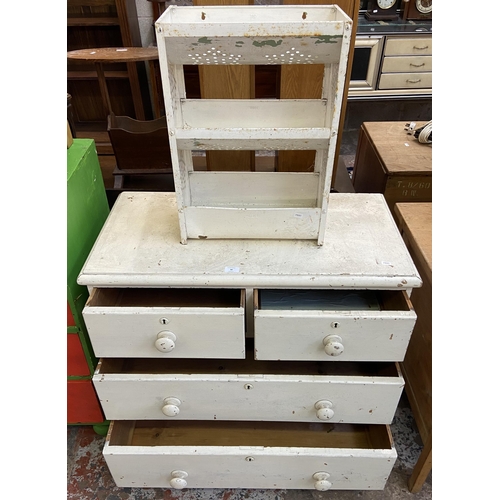 90 - Two pieces of furniture, one Victorian white painted chest of drawers - approx. 85cm high x 89cm wid... 