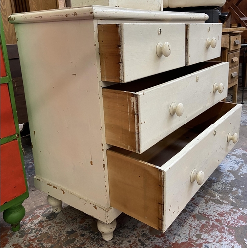 90 - Two pieces of furniture, one Victorian white painted chest of drawers - approx. 85cm high x 89cm wid... 