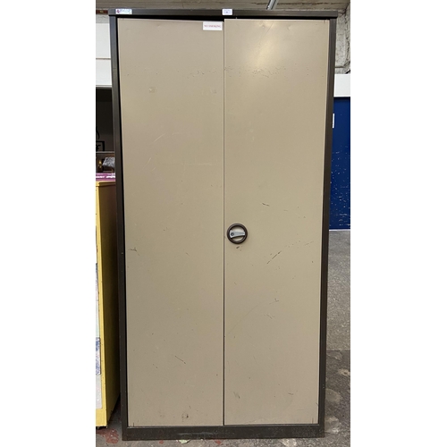 96 - An Easistore from Sheer Pride Limited brown and cream metal two door office cabinet - approx. 181cm ... 