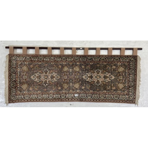 51A - A machine woven floral pattern hall runner/wall hanging - approx. 73cm high x 176cm wide