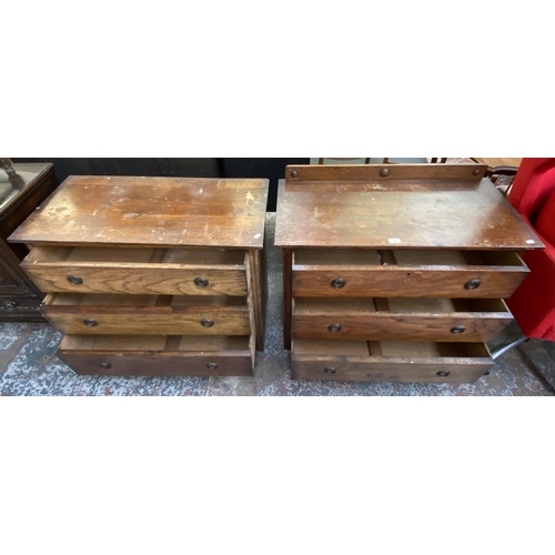 166 - Two early 20th century oak chests of drawers - largest approx. 85cm high x 92cm wide 45cm deep