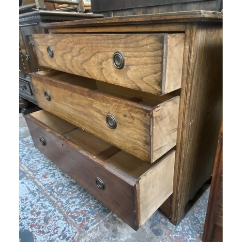 166 - Two early 20th century oak chests of drawers - largest approx. 85cm high x 92cm wide 45cm deep