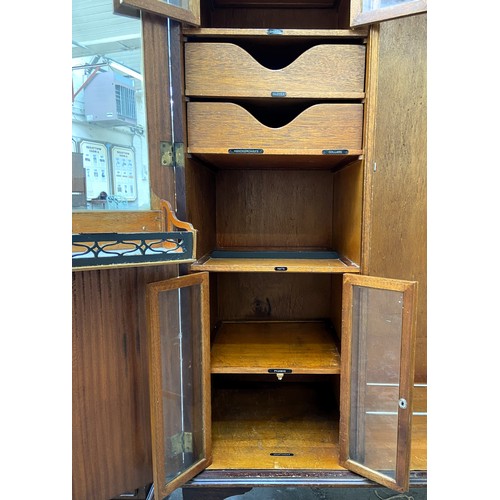 147 - A 1920s mahogany gentleman's compactum double wardrobe with fitted interior - approx. 181cm high x 1... 