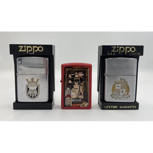 2263 - Three Zippo cigarette lighters