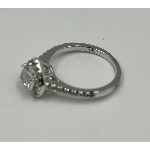 2109 - A 9ct white gold CZ heart shaped solitaire ring, size M - approx. gross weight 3g