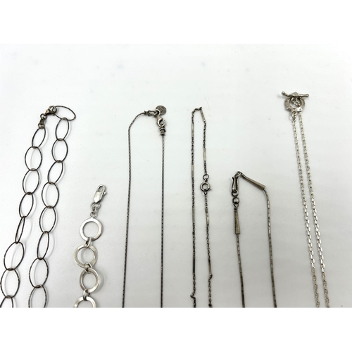 2117 - Six pieces of hallmarked .925 silver jewellery, five necklaces and one bracelet - approx. gross weig... 